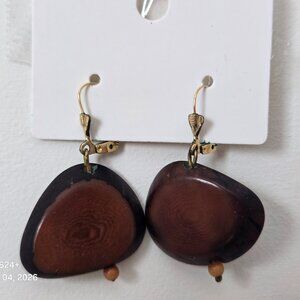 Guanacaste Seed Dangle Earrings Gold Filled